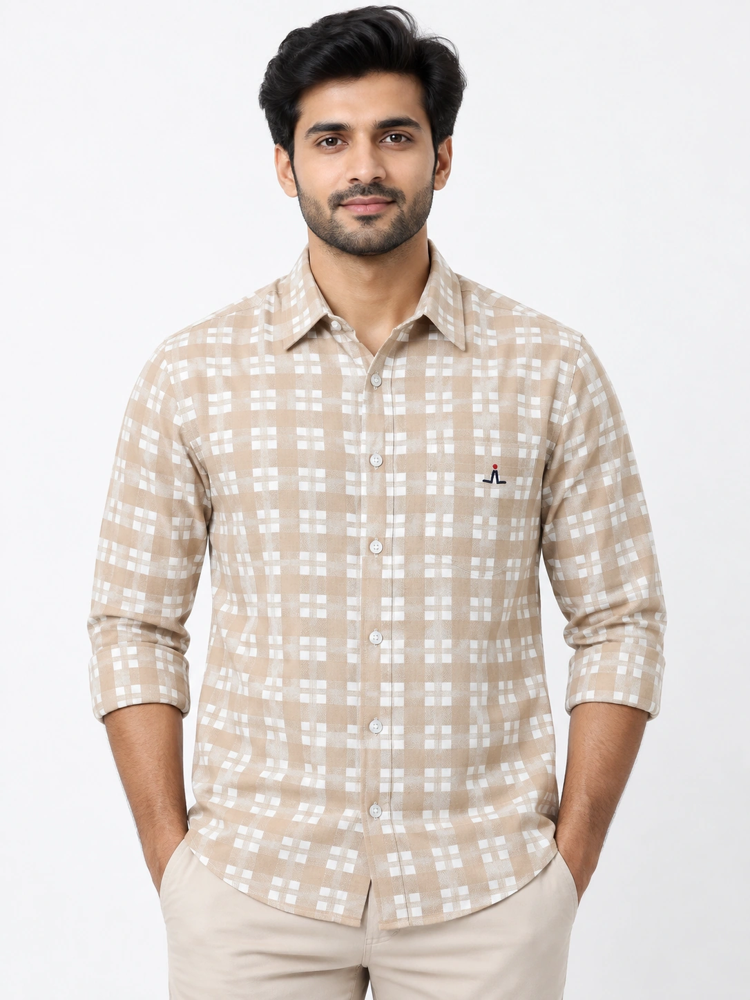 Leaders Point Sage Grey Check Laffer Check Full Sleeve Shirt Front