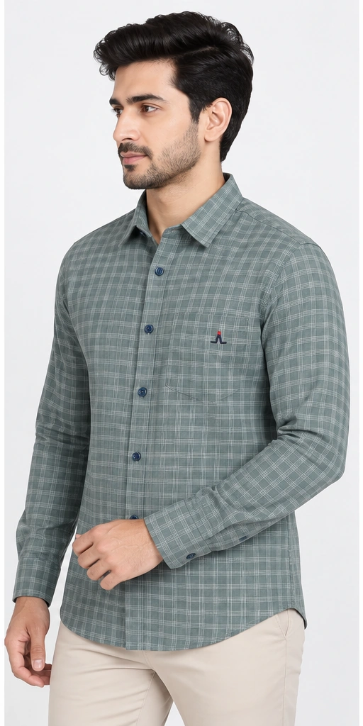 leaders point sage grey check laffer check full sleeve shirt left side Leaders Point Sage Grey Check Laffer Check Full Sleeve Shirt Left Side
