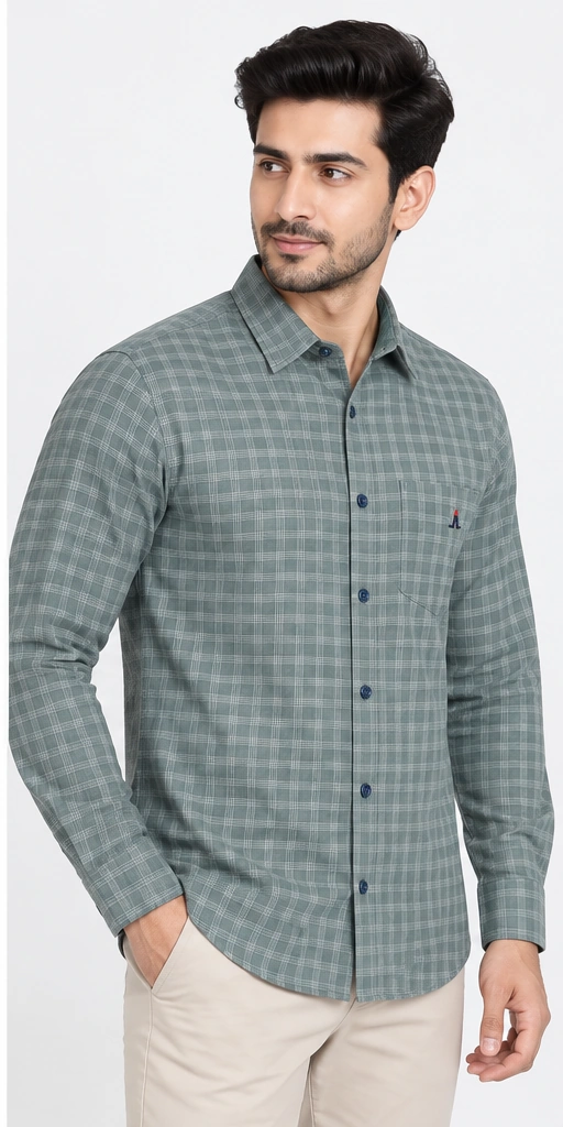 leaders point sage grey check laffer check full sleeve shirt right side Leaders Point Sage Grey Check Laffer Check Full Sleeve Shirt Right Side