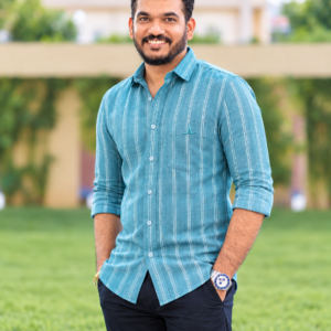 Peacock blue shirt Front